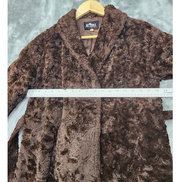 Vintage 70s Sumera Co. Maggu Faux Fur Kimono Jacket Size 9 M Brown Sash Belted - Picture 7 of 8